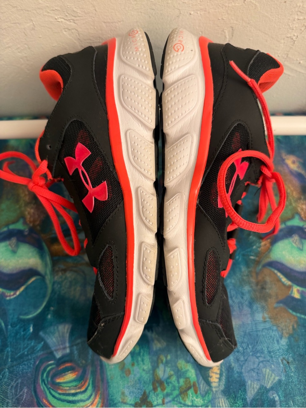 Under Armour Black and Neon Coral Training Sneakers - Picture 4 of 7